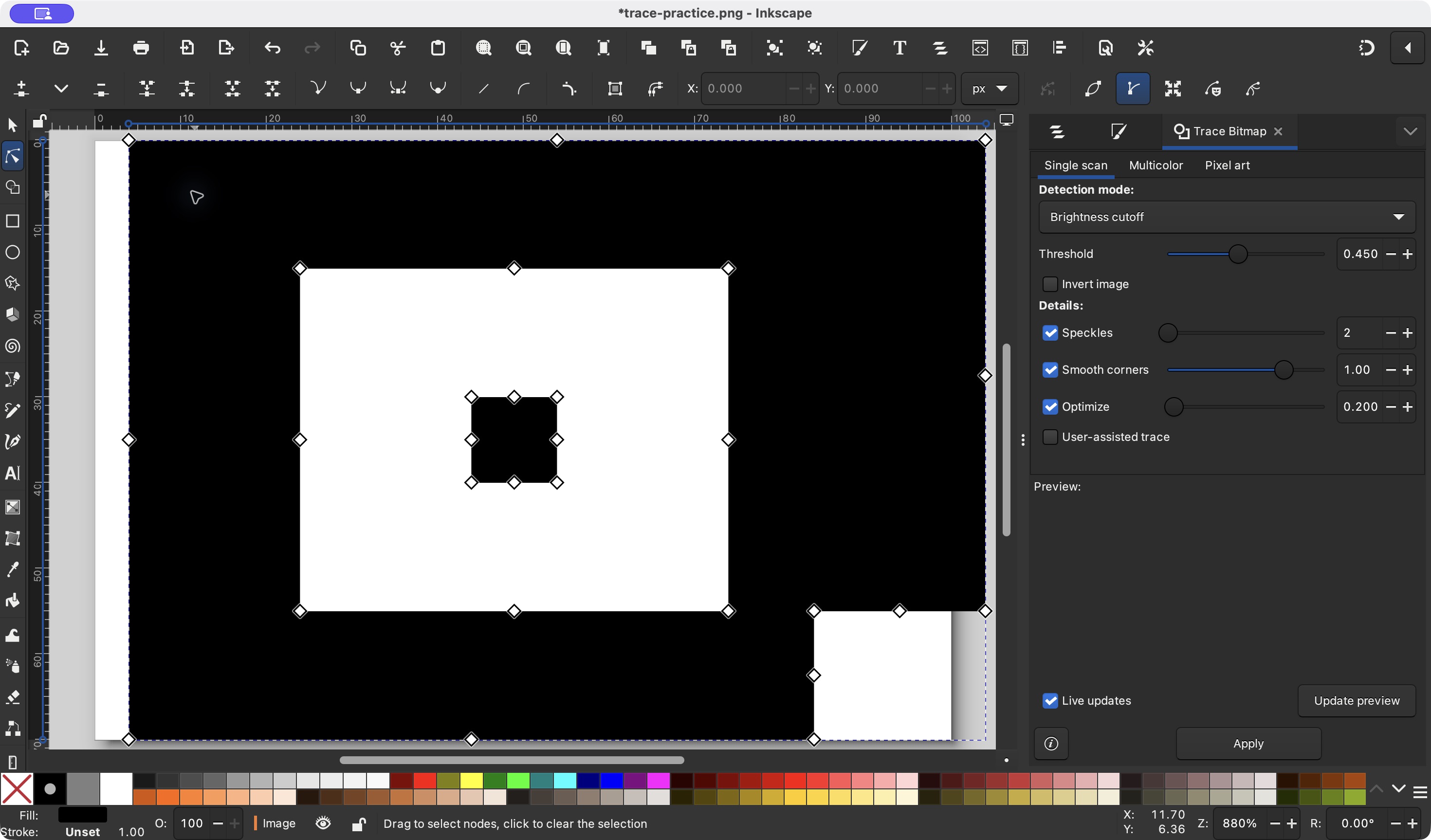 Editable nodes on the compound path after the original bitmap was removed