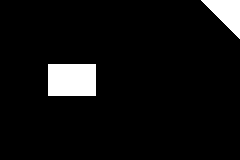 Raster source engineering fixture of the 60x40mm pentagon-with-hole shape used to generate the traced boundary; this is a source image, not a software screenshot or comparison